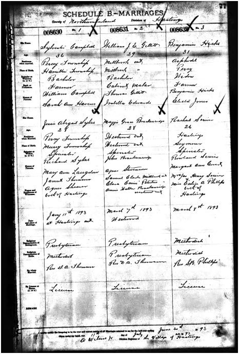 Marriage of Sylvester Campbell and Jessie Abigail Sykes