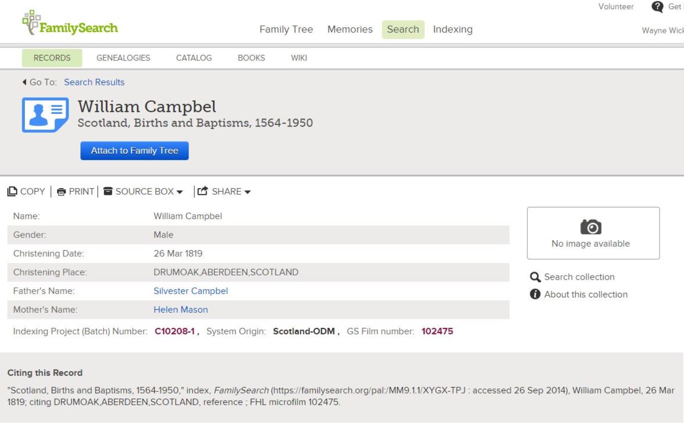 Birth and Baptism of William Campbell