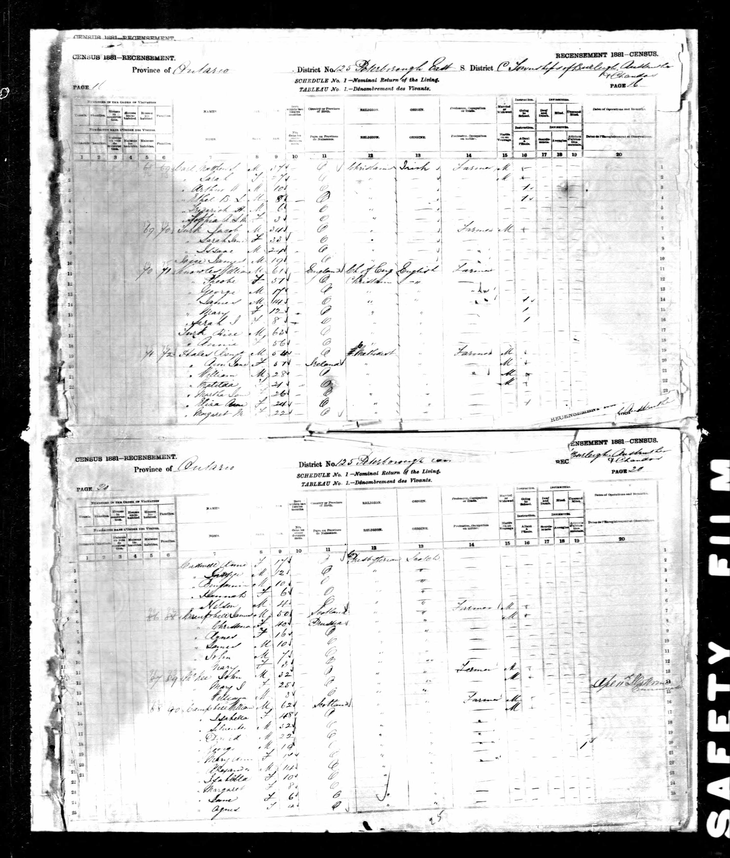 William Campbell in the Canadian Census of 1851