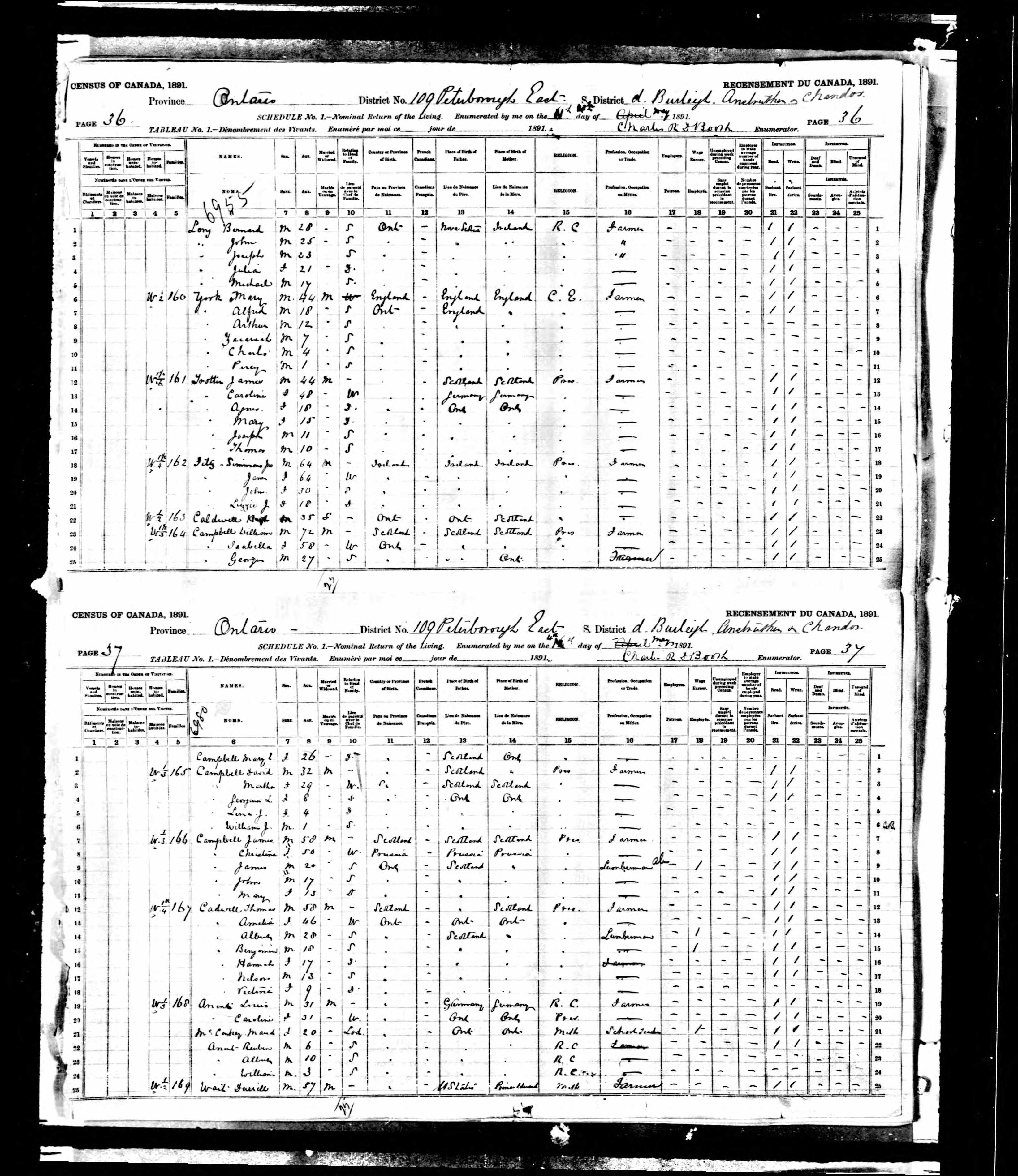 William Campbell in the Canadian Census of 1851
