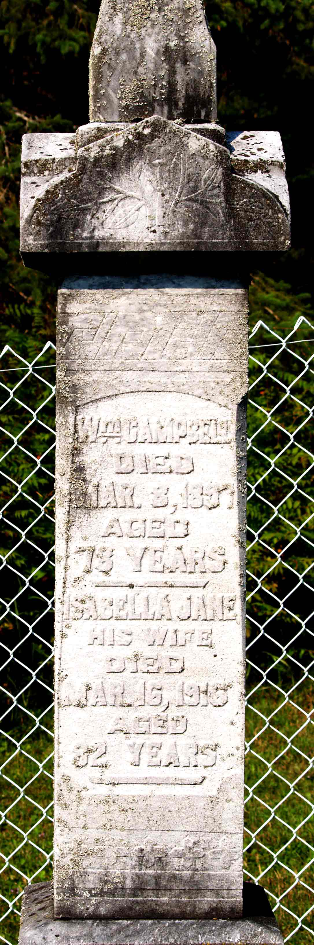 Tombstone for William Campbell and Isabella Jane Sidey